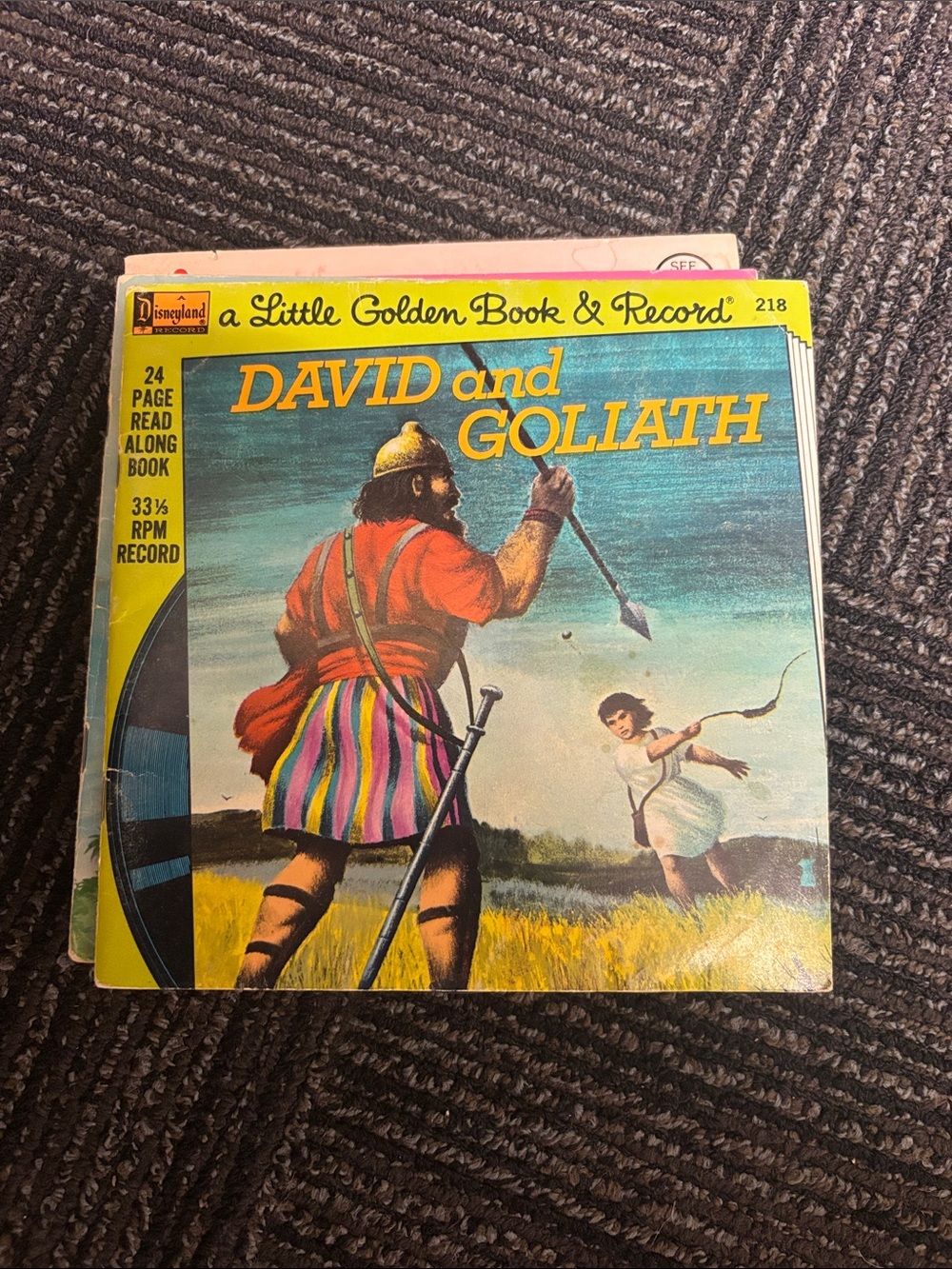 Disneyland Little Golden Book & Record - David and Goliath (Yellow)